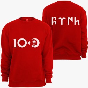 100. yıl baskılı uzun kollu sweatshirt