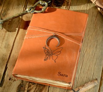 Hakiki Deri Ciltli Günlük - Taba Renkli Vintage Stil Yazı Defteri - Günlük - Antik Büyü Kitabı